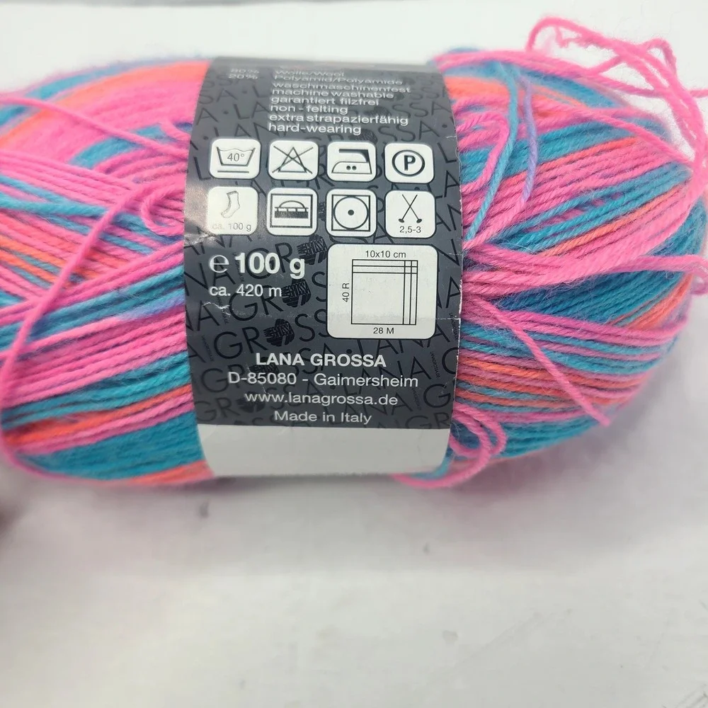 Lana Grossa Meilenweit Neon Yarn 1 Skein 80% Wool 20% Poly Italy‎